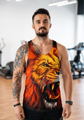 Büyük Aslan Gym Fitness Tank Top Sporcu Atleti