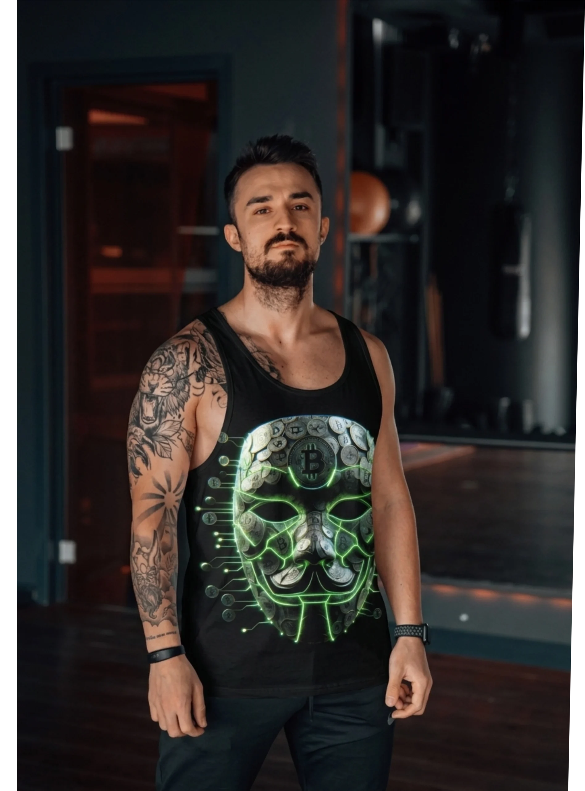 Mask Bitcoin Gym Fitness Tank Top Sporcu Atleti