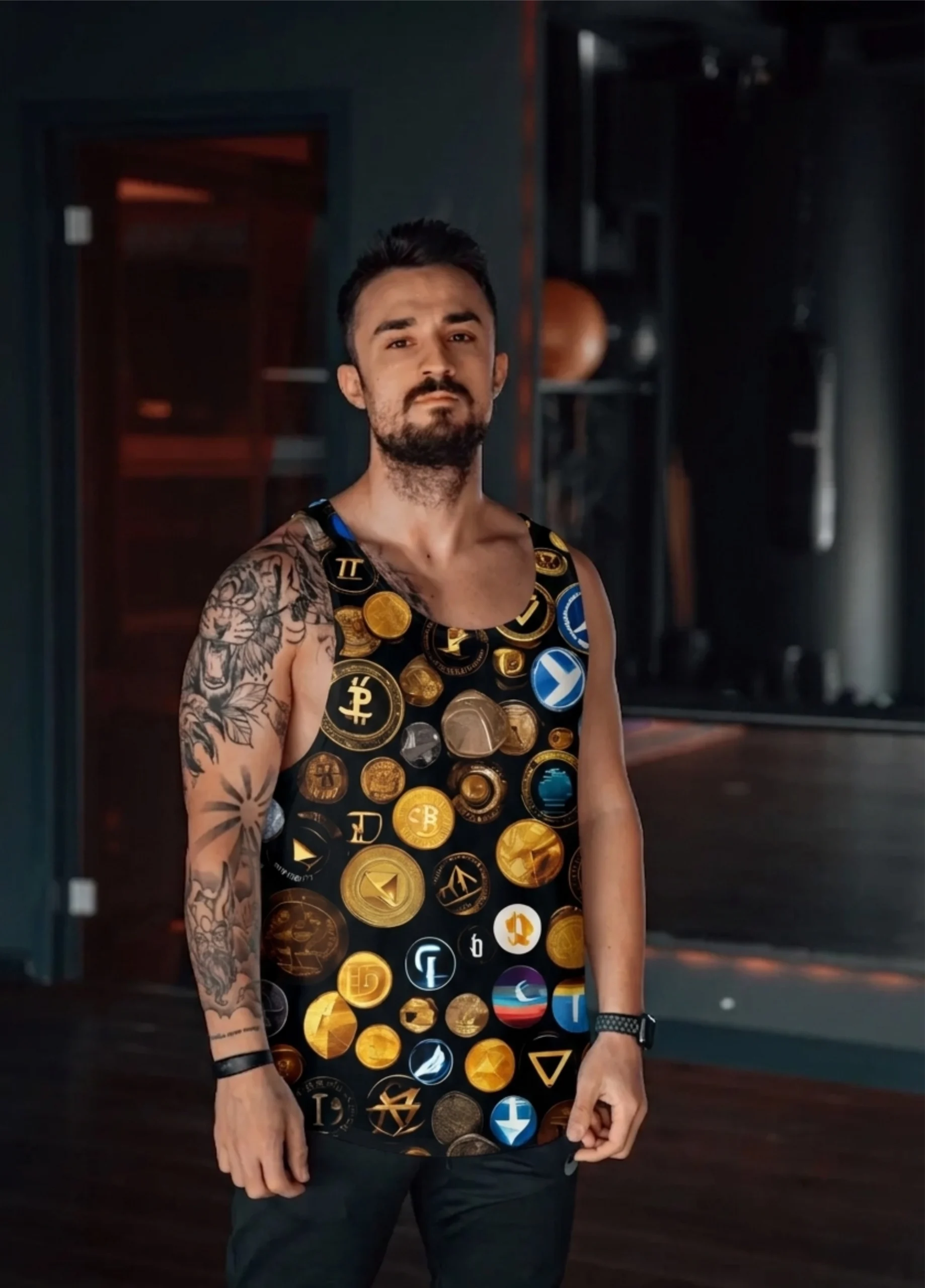 Mix Bitcoin Gym Fitness Tank Top Sporcu Atleti
