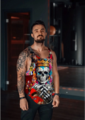 Money Skeleton Gym Fitness Tank Top Sporcu Atleti