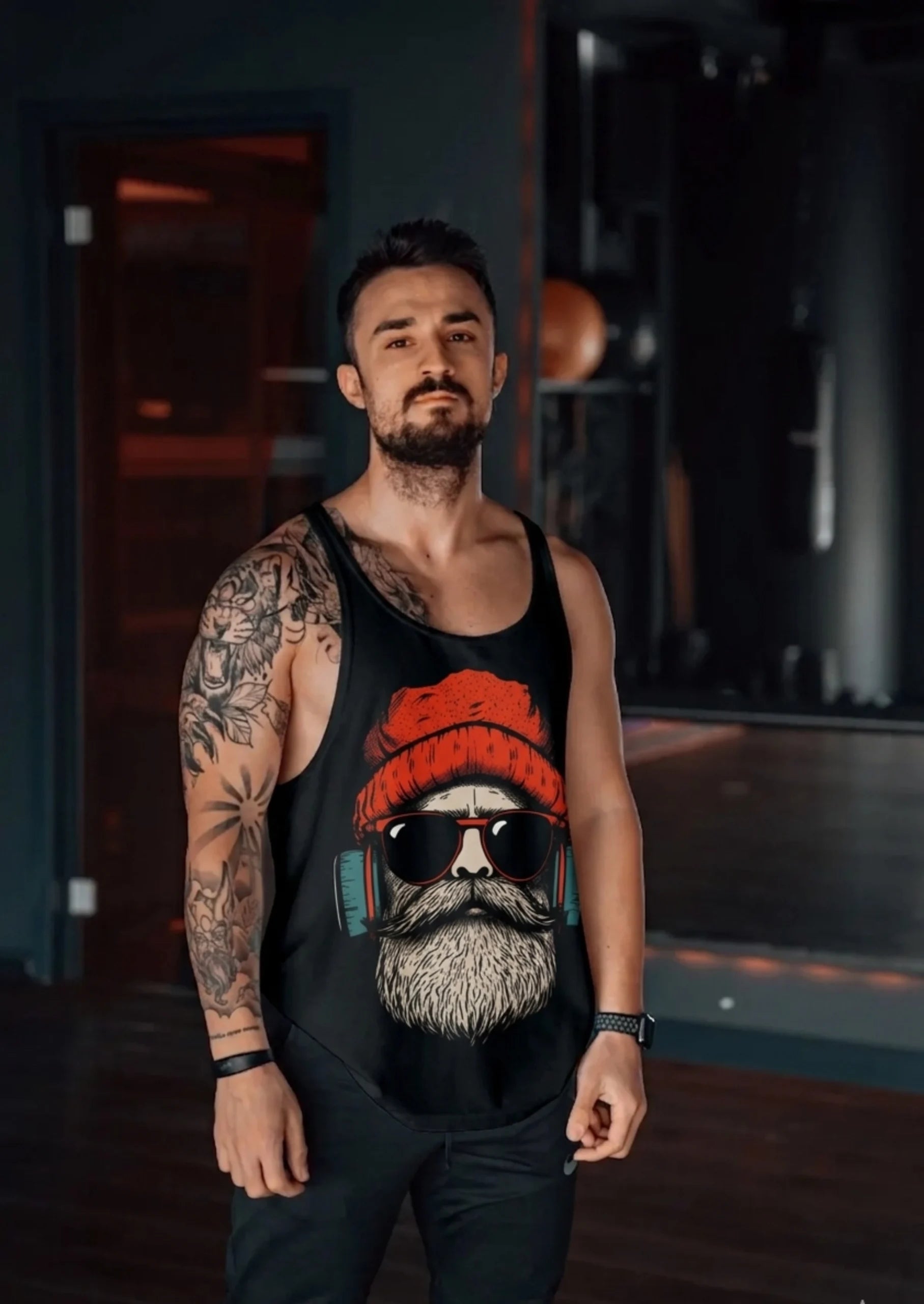 Sakallı Gym Fitness Tank Top Sporcu Atleti