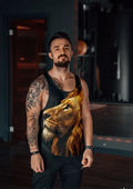 Sarı Aslan Gym Fitness Tank Top Sporcu Atleti