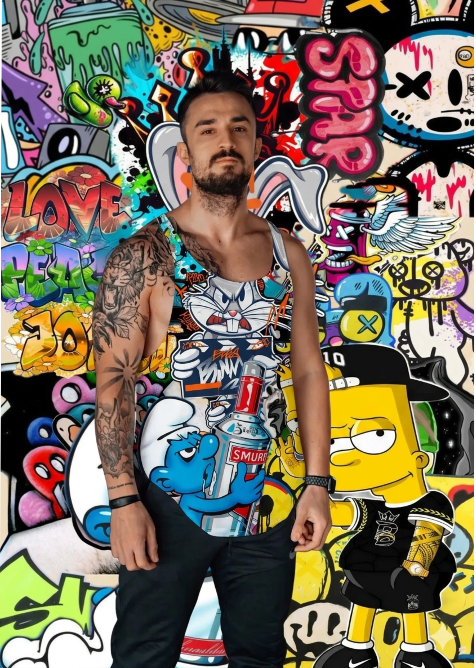 Smurf Gym Fitness Tank Top Sporcu Atleti
