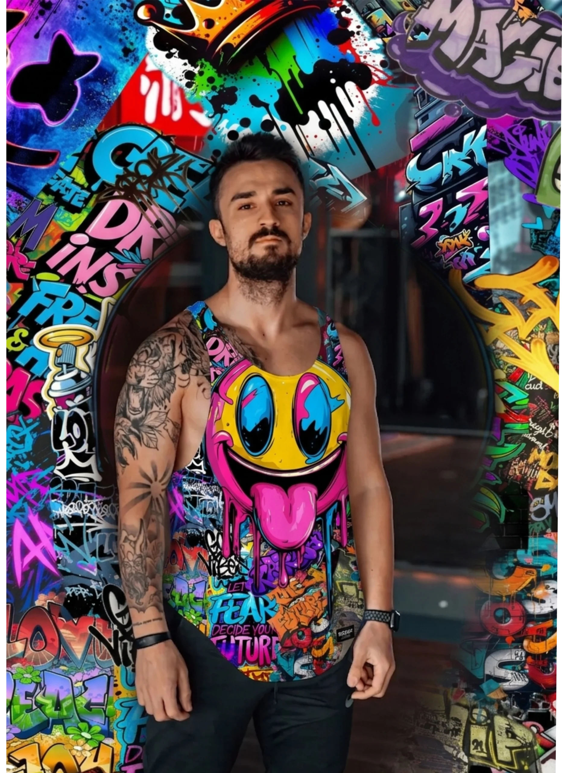 Asit Grafiti Gym Fitness Tank Top Sporcu Atleti
